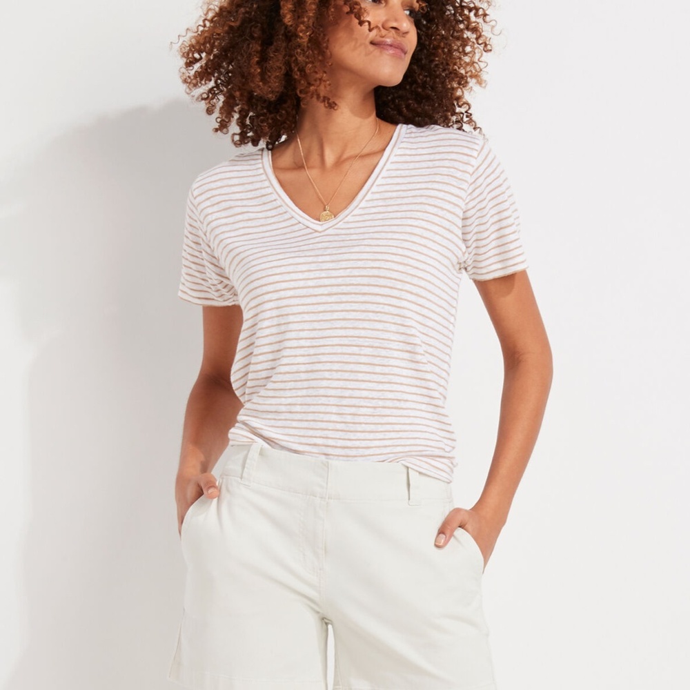Vineyard Vines Tan Striped Top L
